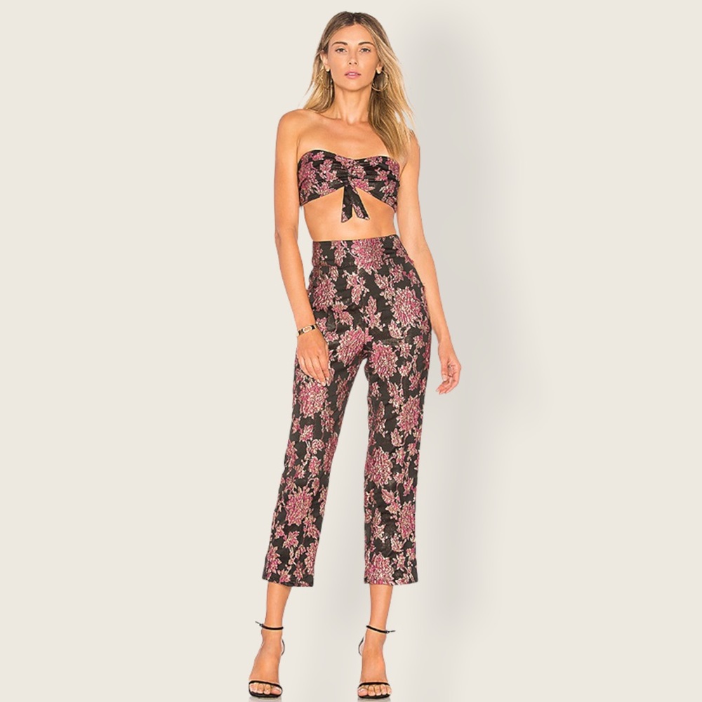 ❄️ HP ❄️ EUC Luella Cigarette Pant in Metallic Jacquard Black/Pink Size Small